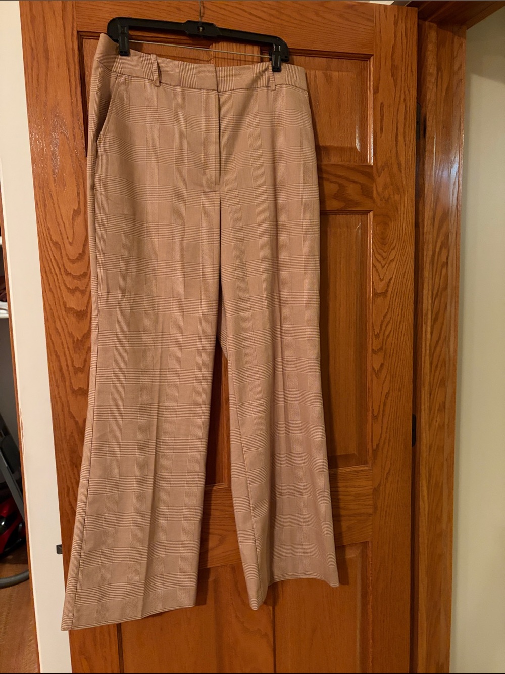 Worthington Wide-Leg Plaid Dress Pants in Light Taupe, High rise
